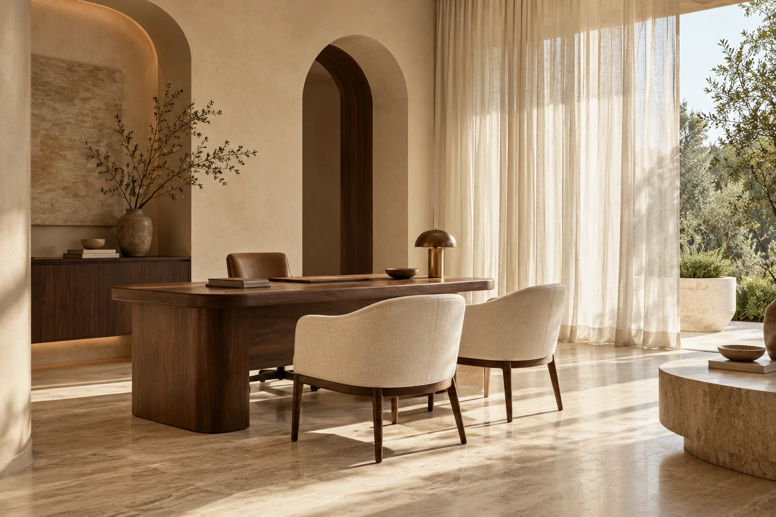 AI design concept of a serene consultation lounge. Not the actual clinic.